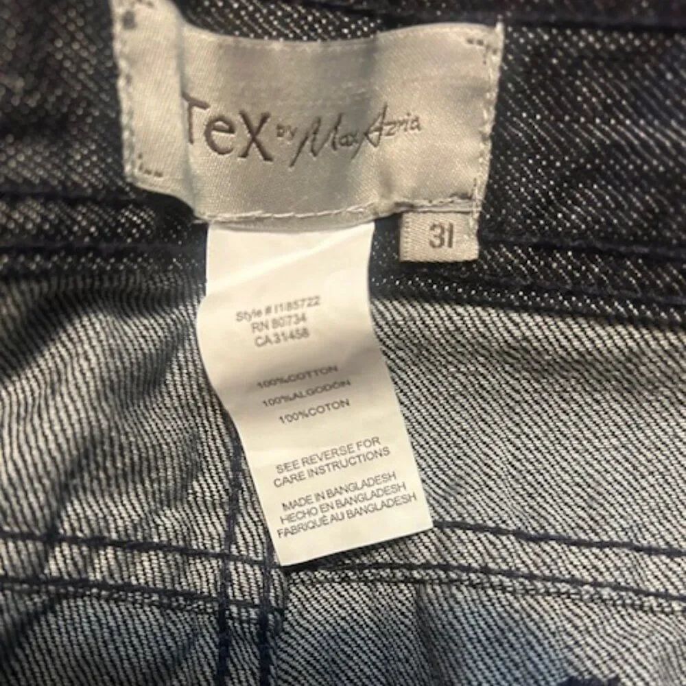 TEX by Max Azria 5 pocket wide-leg dark denim capris, size 31 - Picture 4 of 4